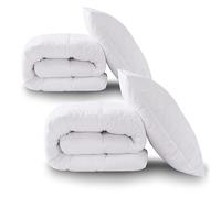 HIG Juego de 2 edredones de 135 x 200 cm con almohada, 2 mantas para todo el año con relleno de microfibra de 250 g/m², 2 almohadas de 80 x 80 cm, certificado Oeko-Tex, suave, lavable, para dormitorio