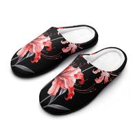 Higanbana Red Spider Lily - Pantuflas para hombre, informales, cálidas, con suela de goma, para interiores y exteriores, Estilo:, 13-14(46-47)