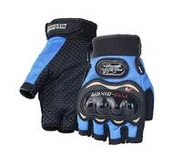 HIGGER 1 par de guantes de moto de medio dedo para hombre, guantes de verano, anticaídas, transpirables, anticaídas y amortiguadores (Azul,XXL)