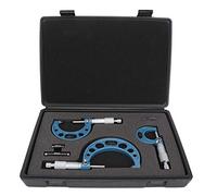 High Accuracy Micrometer Set 0-75mm | Bearing Steel Outside Diameter Measurement Tool | 3Pcs Kit for Machinists/Mechanics/Engineers | with Calibration Rod & Wrench