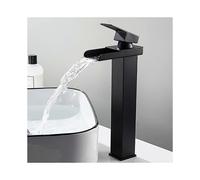 High Basin Waterfall Mixer Tap Matt Black Rectangular Hot Cold Adjustable Square Bathroom for Countertop Basin Hand Wash Basin Mixer Stainless Steel A