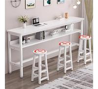 High Breakfast Bar Table Rectangular Coffee Bar Table with Metal Frame 100/120/140/160/180x30/40x100cm Ideal for Small Spaces Kitchen & Living Room Black Pub Desk