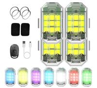 High Brightness Wireless Led Strobe Light, 7 Colors USB Rechargeable Flashing Light, RGB Aircraft Strobe Anti-Collision Waterproof with Remote Control, for Car, Motorcycle (4PCS)