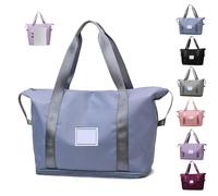 High-Capacity Double-Layer Wet Separation Travelling Bag, Foldable Travel Bag Expandable, Large Capacity Tote Bag Women(Blue)