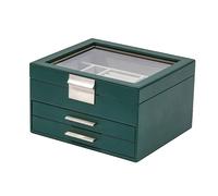 High-capacity Three-layer Flannel Jewelry Box Drawer Storage Earrings Necklace Ring para Joyas y Pendientes(Green)