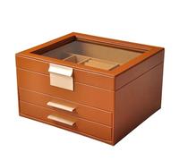 High-capacity Three-layer Flannel Jewelry Box Drawer Storage Earrings Necklace Ring para Joyas y Pendientes(Brown)