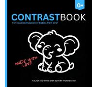 High-contrast book for babies - visual stimulation for infants. Baby book from 0 months with black-and-white images for newborns.
