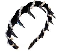 High Cranium Headband,2025 New Elegant Pearl Headbands with Teeth Hoop Decorative Hair Bands Fashion Hair Accessories Gifts Bridal Hair Hoop Party Wedding Hair Accessories for Women Girls (Black)