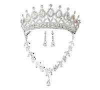 High-End Bridal Three-Piece Set - Necklace, Earrings & Crown For Wedding Season, One Size, Madera de agar, Sin gemas.