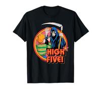 High Five Grim Reaper Retro Vintage Funny Adult Humor Camiseta