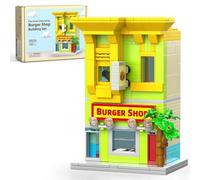 HIGH GODO City BurgerLaden Haus Bausteine, 342 unidades, vista de calle, arquitectura, creativo, amigos, hamburguesas, negocios, decoración, ideas de regalo para fans de la televisión, adultos