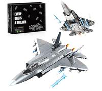 HIGH GODO F-35 - Bloques de construcción de avión de combate, modelo 1:50, 621 piezas, 40 cm de largo, ww2, avión de combate, juego de bloques de construcción, cumpleaños a partir de 6 años para niños