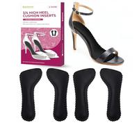 High Heel Cushion Inserts for Women - Bukihome 3/4 Invisible Insoles Prevent Feet from Sliding Forward - Shock & Sweat Absorption - Comfort Shoe Pads for High Heels Sandals Flats,Black,Size M