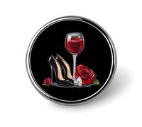 High Heel Shoes Red Wine Glass And Diamonds Brooch Pins for Women Men Cute Badge Lapel Pins for Backpack Dress Accessories