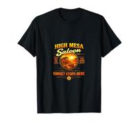 High Mesa Saloon, diseño Retro de Aventuras al Atardecer en el Desierto Camiseta