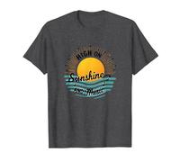 High on Sunshine and Music Summer Vibes Print Camiseta, Hombre, Jaspeado Oscuro, L