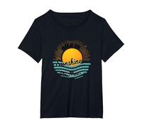 High on Sunshine and Music Summer Vibes Print Camiseta, Mujer Tallas Grandes, Negro, 5XL Grande