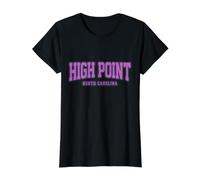 High Point Carolina del Norte Vintage Pride Camiseta gráfica económica, Mujer, Negro, XS
