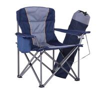 HIGH POINT SPORTS Silla de camping plegable de gran tamaño, portátil, soporta 200 kg, con bolsa isotérmica, reposabrazos, soporte para bebidas, acolchada, portátil, silla de camping (azul)