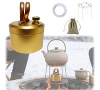 High-Power Portable Mini Outdoor Spirit Burner & Alcohol Stove,Lightweight Alcohol Camping Stove with Stable Stand,Compact Cooking Gear for Backpacking,Hiking,Brewing Tea,Coffee,Picnic (Gold, B)