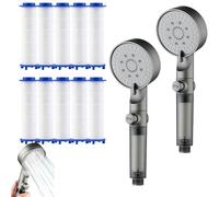 High Pressure 5-Mode Filtered Shower Head, Filtered Shower Head for Hard Water, Built-In Power Wash for Hard Water (2pcs)