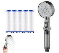 High Pressure 5-Mode Filtered Shower Head, Filtered Shower Head for Hard Water, Built-In Power Wash for Hard Water (1pc)