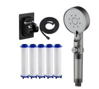 High Pressure 5-Mode Filtered Shower Head, Filtered Shower Head with Handheld, Built-in Power Wash for Hard Water with Filters (1 SET)