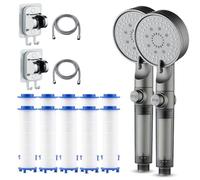 High Pressure 5-Mode Filtered Shower Head with 5 Extra Filter, High Pressure Shower Head with Filter (2Set*Gray)