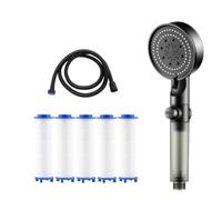 High Pressure 5-Mode Filtered Shower Head with 5 Extra Filters, Filtered Shower Head with Handheld, Built-in Power Wash for Hard Water (A+1*hose)