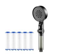 High Pressure 5-Mode Filtered Shower Head with 5 Extra Filters, Filtered Shower Head with Handheld, Built-in Power Wash for Hard Water (A（Shower Head with 5 Filters）)