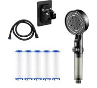 High Pressure 5-Mode Filtered Shower Head with 5 Extra Filters, Filtered Shower Head with Handheld, Built-in Power Wash for Hard Water (All 4 sets)