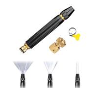 High Pressure Garden Hose Nozzle Adjustable Heavy Duty Metal Nozzle for Car Washing Lawn Plant Watering Outdoor Cleaning (1pcs)