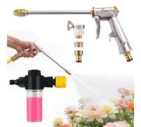 High Pressure Hose Nozzle - Adjustable Garden SprayGun, Portable Metal Water Sprayer with Multiple Spray Patterns | Powerful Car Wash Tool for Home Cleaning Outdoor Watering | Automotive Detailing
