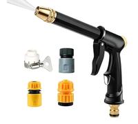 High Pressure Hose Nozzle Set - Black Gold Spray | Car Wash & Garden Sp | 6 Piece Set With Copper Plated Alloy Connectors, Fits Standard Hoses & Faucets, Lightweight Rubber Grip For Patio & Lawn Care