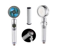 High Pressure Propeller Shower Head,360 Swivel Shower Head.High Pressure Hand Shower,With 1 Filter and Pause Switch Water Saving Shower Head(Blue) GRO
