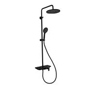 High Pressure Shower System Brass Bathroom Faucet Set with Round Rainfall Showerhead and 3 Functions Handheld Shower, Wall Mount Adjustable Shower Bar
