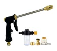 High Pressure Water Hose Nozzle - Heavy Duty Metal Head, Industrial Power Sprayer with Adjustable Flow Patterns, Brass Core Jets, Ergonomic Trigger, Rustproof Attachment for Car Washing Yard Lawn