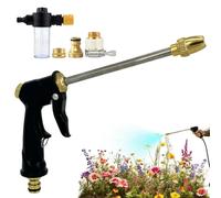 High Pressure Water Hose Nozzle, Heavy Duty Metal Sprayer Head Adjustable Garden Hose Spray Powerful Water Flow Control, Durable Leak Resistant Cleaning Tool, for Car Washing Yard Lawn Garden