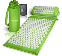 High Pulse Esterilla Acupresion + 5 Anillos + Póster - Esterilla acupresión y cojín de acupresión que estimulan la circulación sanguínea y liberan la tensión (Verde)