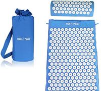 High Pulse Esterilla Acupresion + 5 Anillos + Póster - La esterilla fitness y el cojín de acupresión estimulan la circulación sanguínea y liberan la tensión (azul)