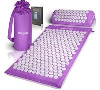 High Pulse Esterilla Acupresion + 5 Anillos + Póster - La esterilla fitness y el cojín de acupresión estimulan la circulación sanguínea y liberan la tensión (Violeta)