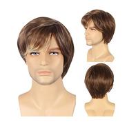High-Quality Men's Wig, Peluca rubia mixta marrón Peluca sintética corta for hombres Peluca recta corta Peluca de fibra natural resistente al calor for disfraces Fiesta de cosplay Uso diario,Natural-