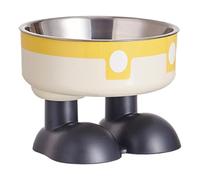 High Rise Cat Bowl, Raised Feeding Station, Large Foot Anti-Slip Cat Food & Water Bowls, Cute Design, PP & Stainless Steel, Indoor Cats, 14x10.5cm 4.13 Inches