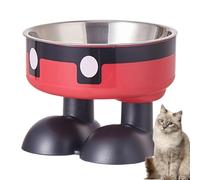 High Rise Cat Bowl, Raised Feeding Station, Large Foot Anti-Slip Cat Food & Water Bowls, Cute Design, PP & Stainless Steel, Indoor Cats, 14 x 10,5 cm 4,13 pulgadas