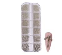 High Strength 3D Mixed Sizes Nail Charm Accessories,Steel Silver and Gold Caviar Beads for Manicure, Jewelry Making, Crafts & Decoration, Multi--Purpose Beads, 5.12x2.01x0.43 inches