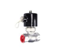 High Temperature 180C 2 Way Hot Water Air Solenoid Valve 1-1/4 Inch 1-1/2" US PTFE Normal Close Stainless Steel Steam Valve(1-1/4",DC24V)