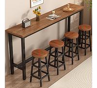 High Top Bar Table Pub Dining Table Kitchen Breakfast Counter Solid Wood & Metal Frame Ideal for Home Restaurant & Bar Use (Chairs Not Included)