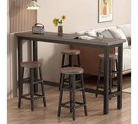 High Top Bar Table Pub Table for Kitchen & Restaurant Solid Wood & Metal Frame Breakfast Counter Height Table Perfect for Home & Bar Use (Chairs Not Included)