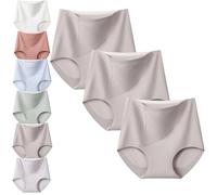 High Waisted Tummy control panties,Women's High Waisted Cotton Underwear Tummy Control Panties Ladies Stretch Breathable Full Coverage Briefs,Premium Comfort Leakproof Shaping Undies (Gray-3PCS,L)