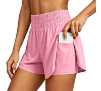 High Witn Waist Yoga Shorts For Slimming Running Gym Shorts with Built In Layered Design For Exercise and Training (RD1, XL) #284